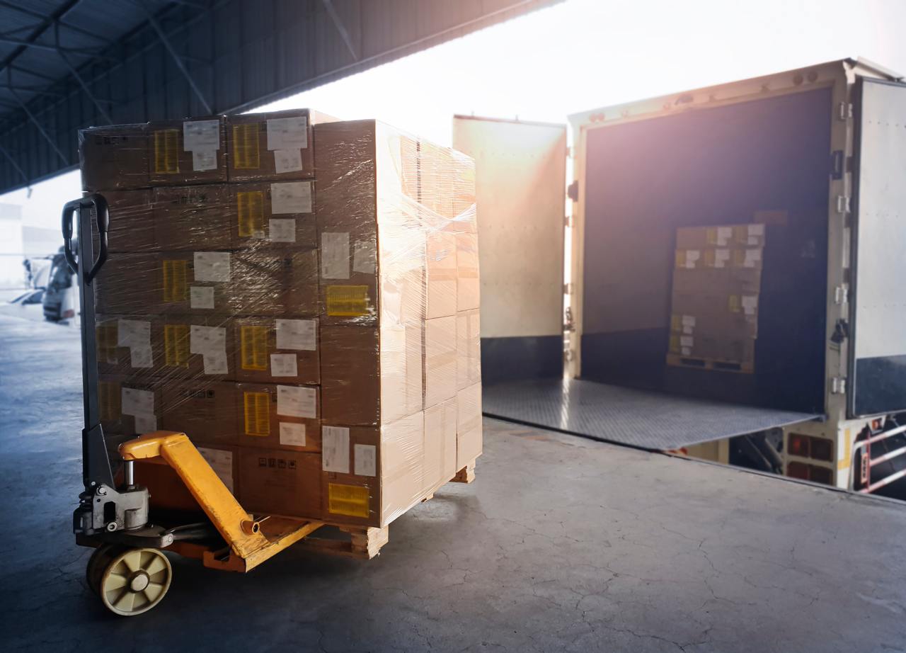 Truck Parked Loading at Dock Warehouse
